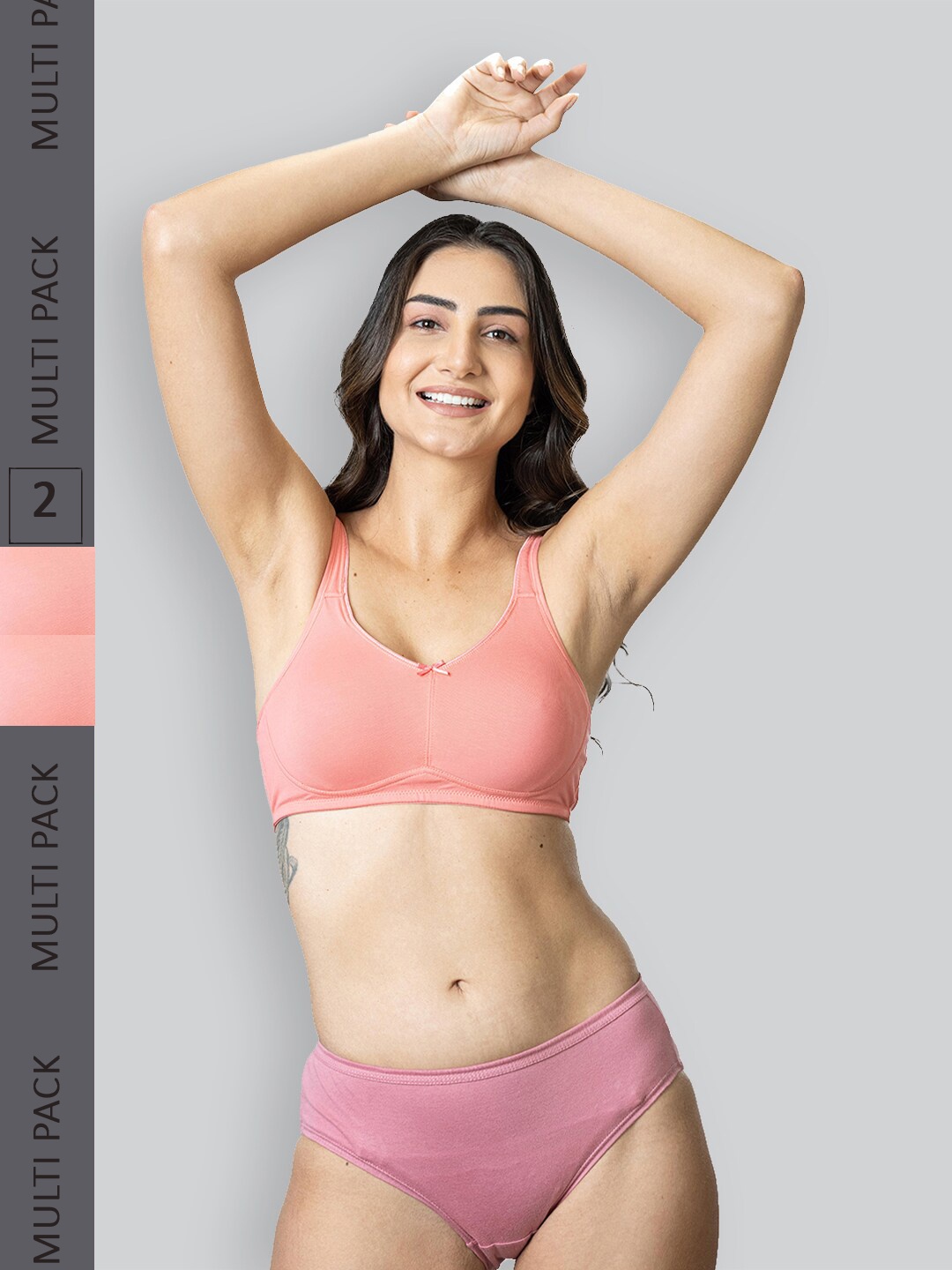 

LYRA Pack Of 2 Underwired Non-Padded Anti-Odour All Day Comfort Cotton Everyday Bra, Peach