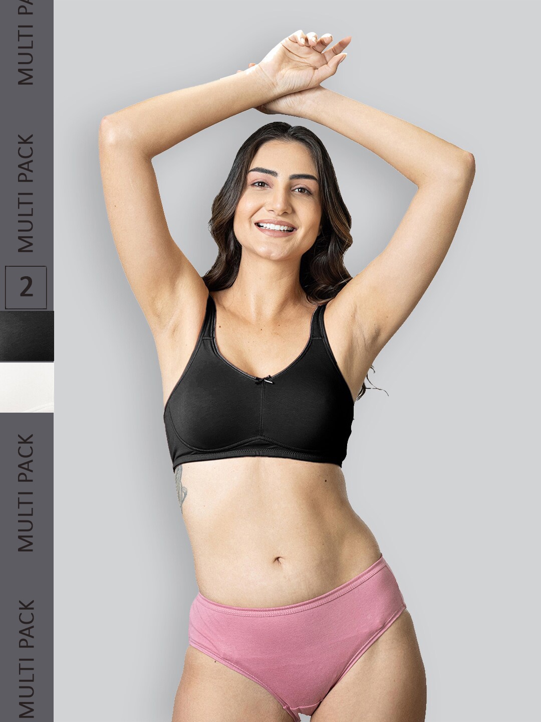 

LYRA Pack Of 2 Non Padded Full Coverage Moulded Anti Odour Everyday Cotton Bra, White