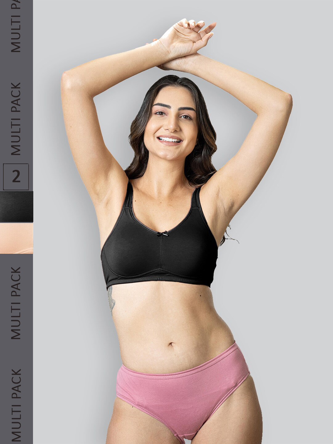 

LYRA Pack Of 2 Cotton Spandax Full Coverage Secret Support Bra, Black