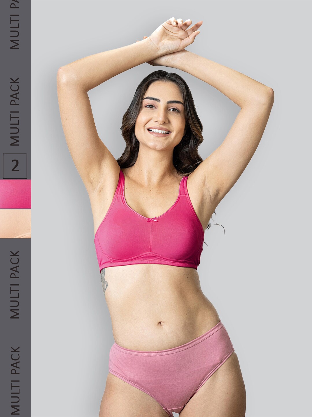 

LYRA Pack Of 2 Cotton Spandax Full Coverage Secret Support Bra, Pink