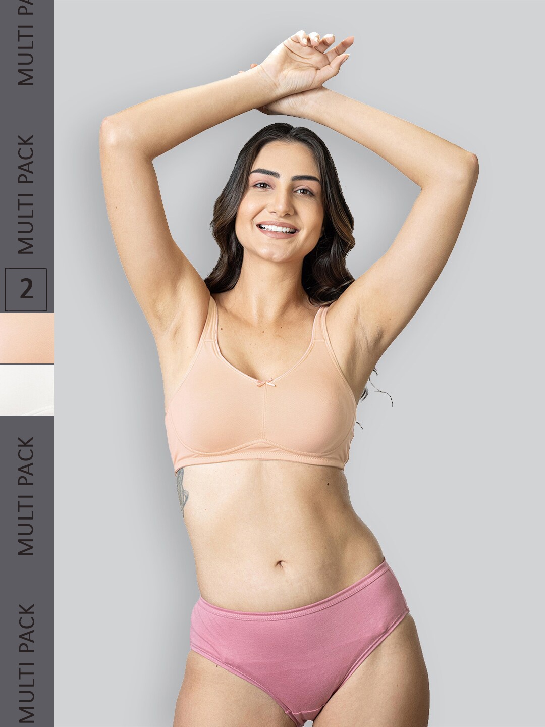 

LYRA Pack Of 2 Cotton Spandax Full Coverage Secret Support Bra, Peach