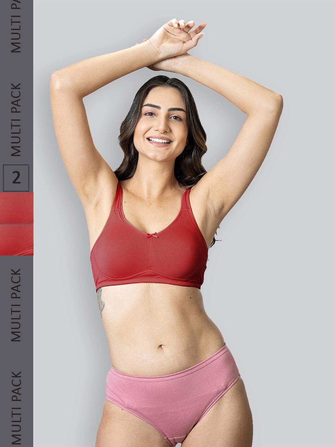 

LYRA Pack Of 2 Premium Cotton Non Padded All Day Comfort Anti Odour Underwired Bra, Red