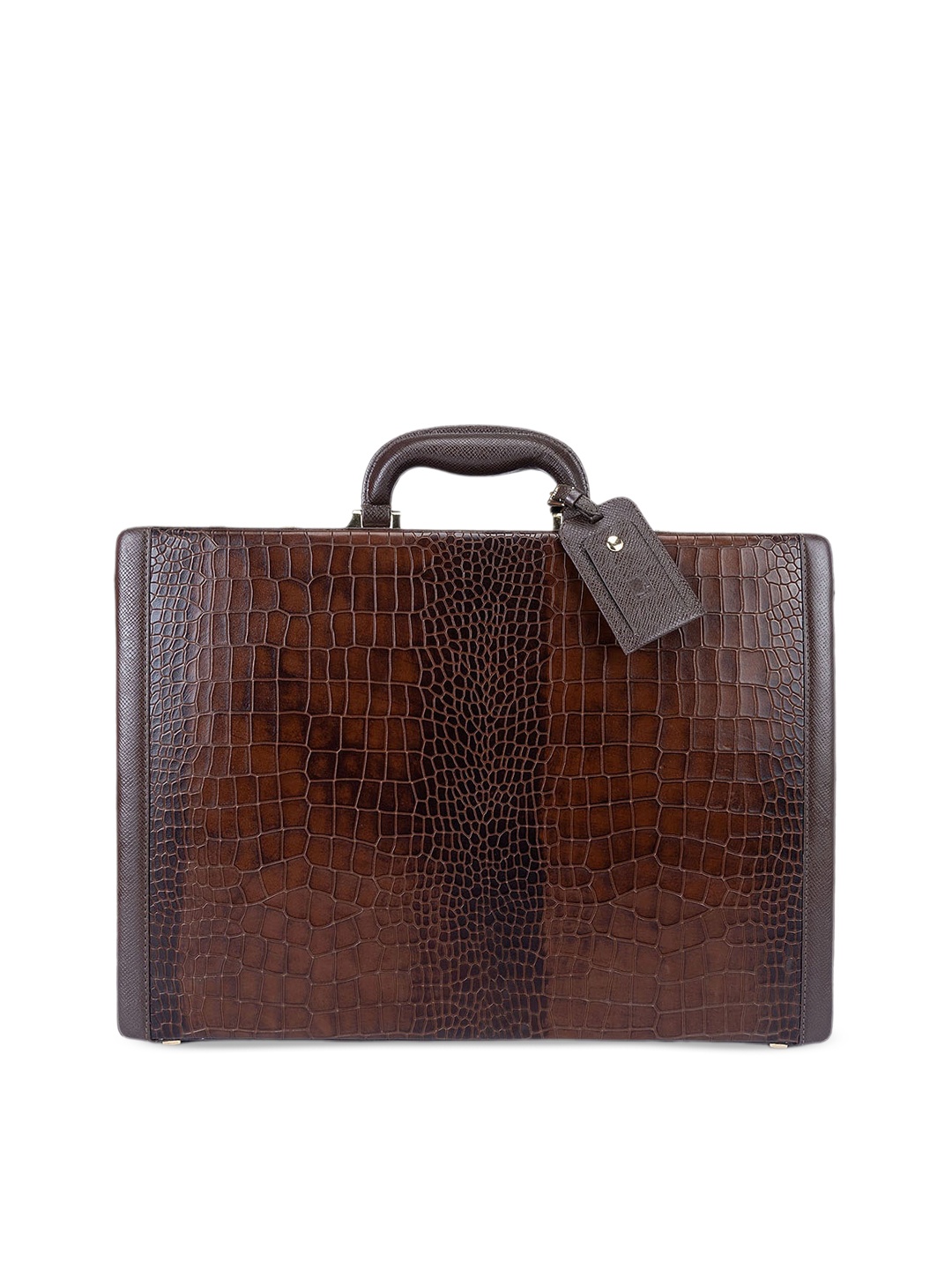 

Da Milano Textured Leather Briefcase, Brown