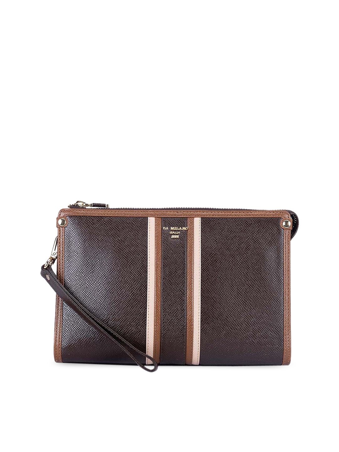 Da Milano Textured Travel Pouch, Coffee brown