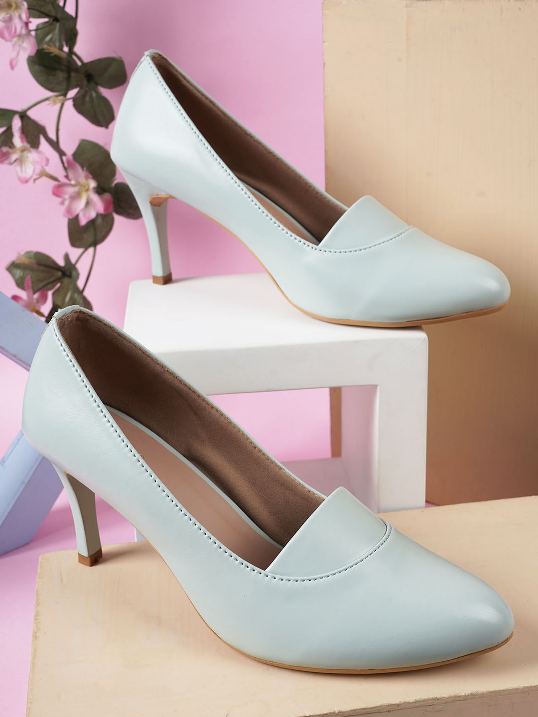 

ICONICS Pointed Toe Work Slim Pumps, Sea green