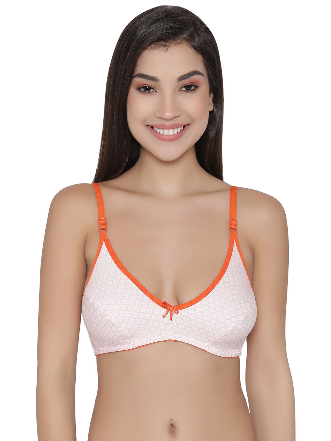 

Clovia Cotton Non-Padded Non-Wired Printed Bra, Pink