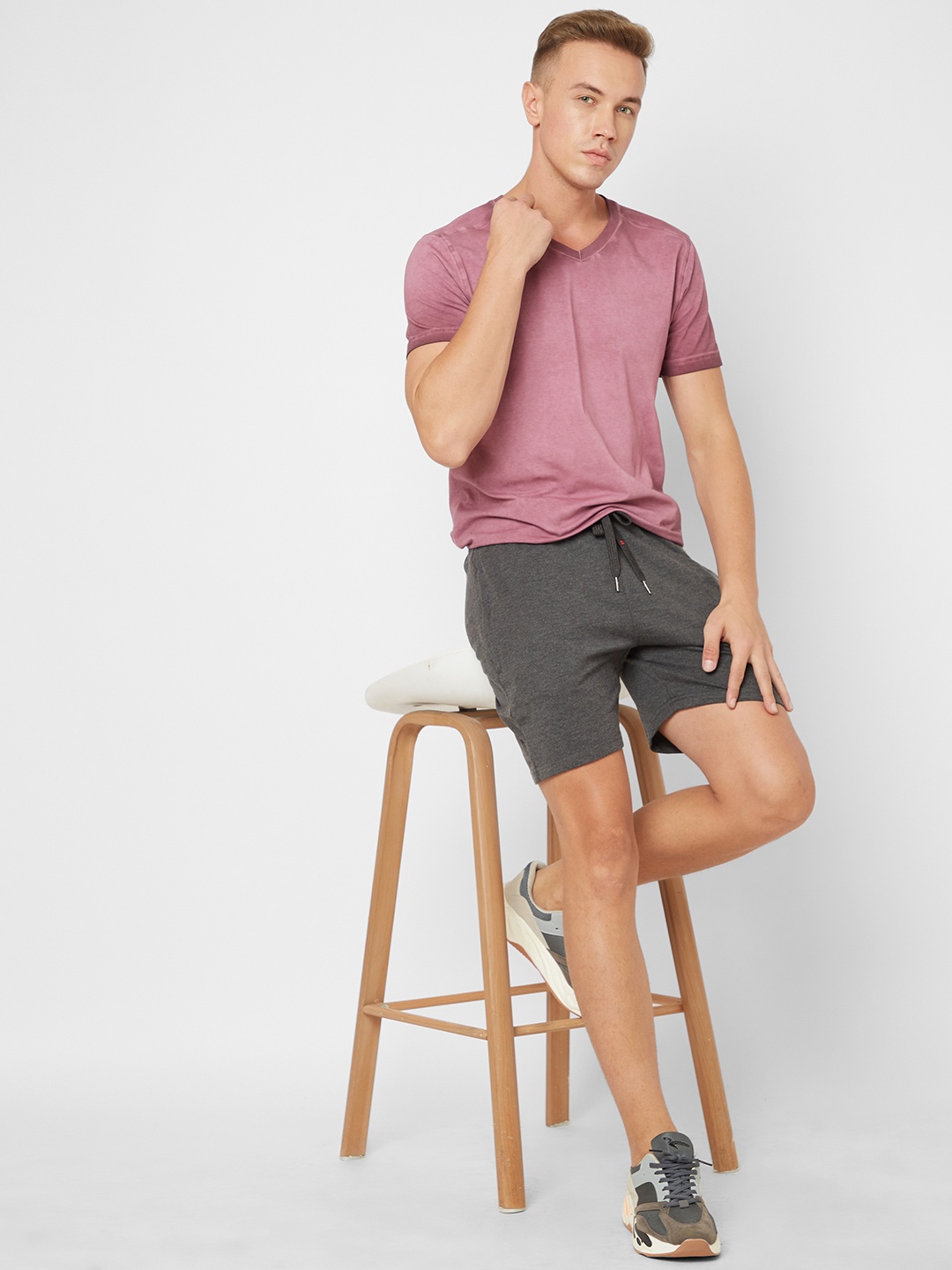 

Sweet Dreams Charcoal Coloured Men Mid-Rise Lounge Shorts
