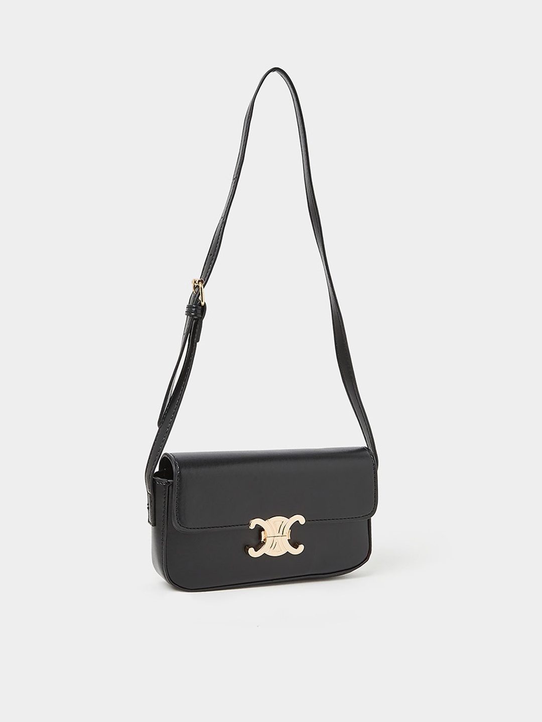 

Styli Metal Accent Shoulder Bag with Push Lock, Black