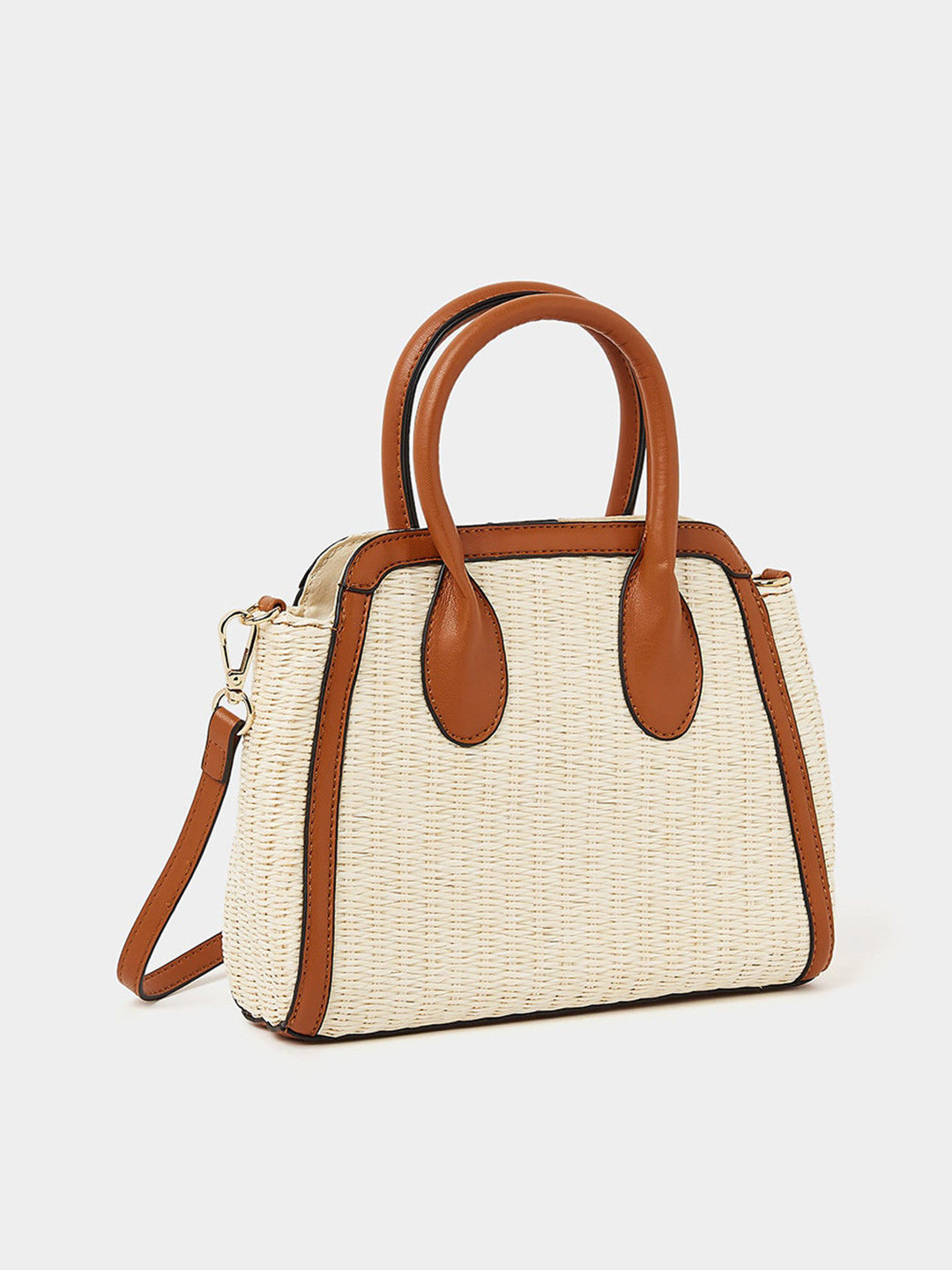 

Styli Textured PU Structured Handheld Bag, Cream