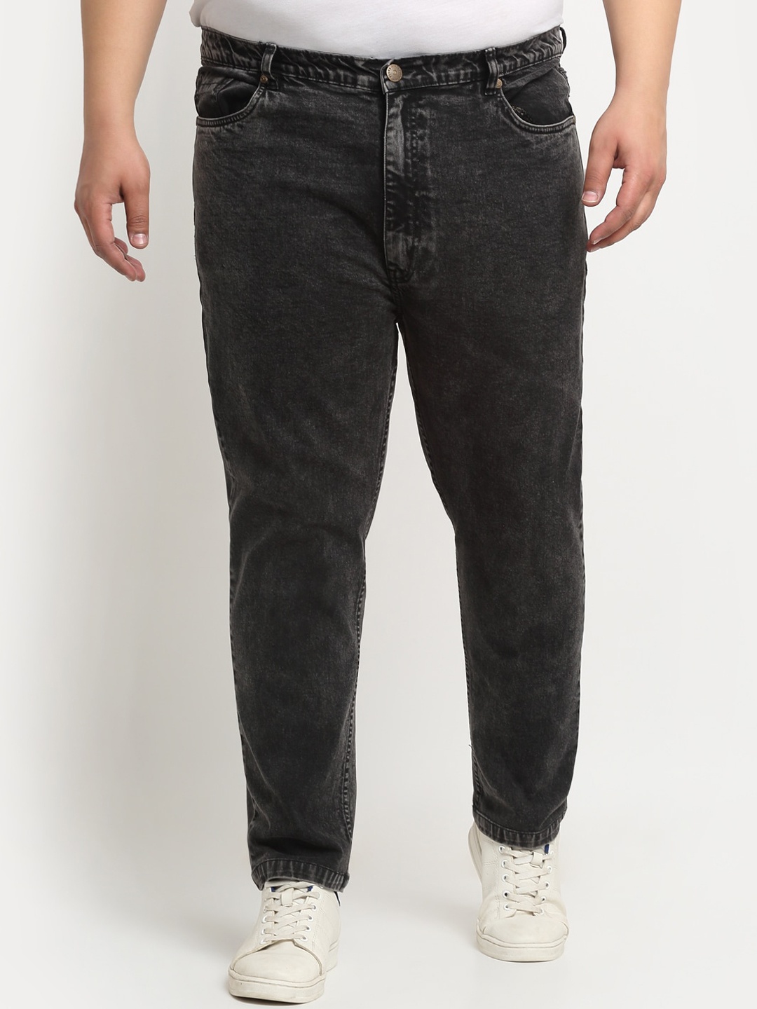

plusS Men Comfort Stretchable Cotton Jeans, Black
