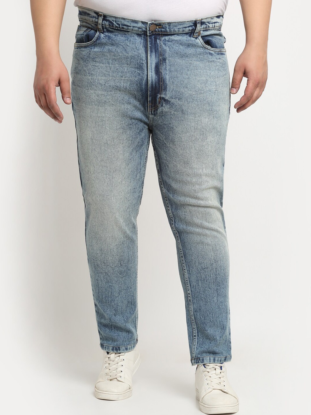 

plusS Men Plus Size Comfort Regular-Fit Heavy Fade Stretchable Cotton Jeans, Blue