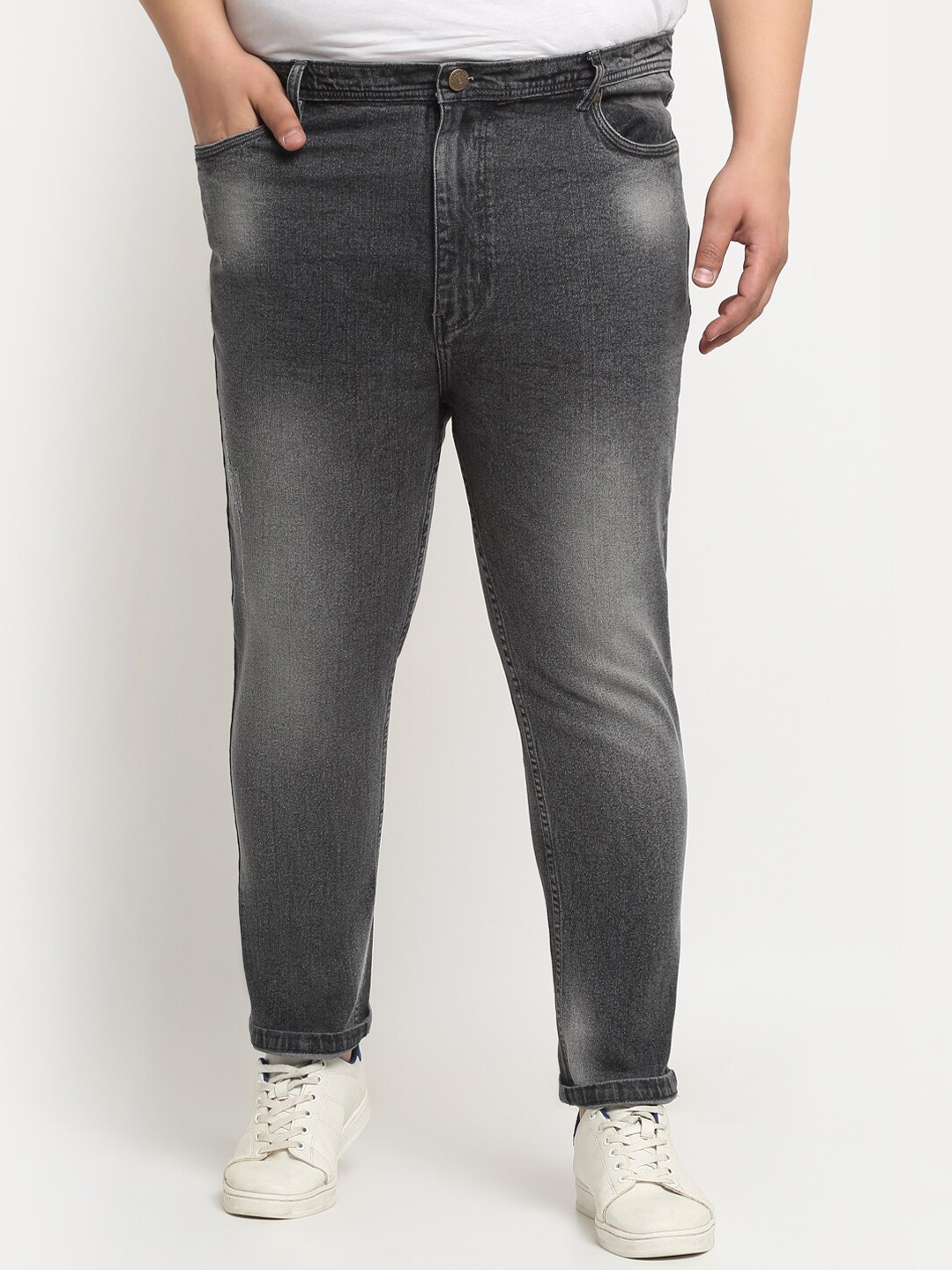 

plusS Men Plus Size Comfort Regular-Fit Light Fade Stretchable Cotton Jeans, Black