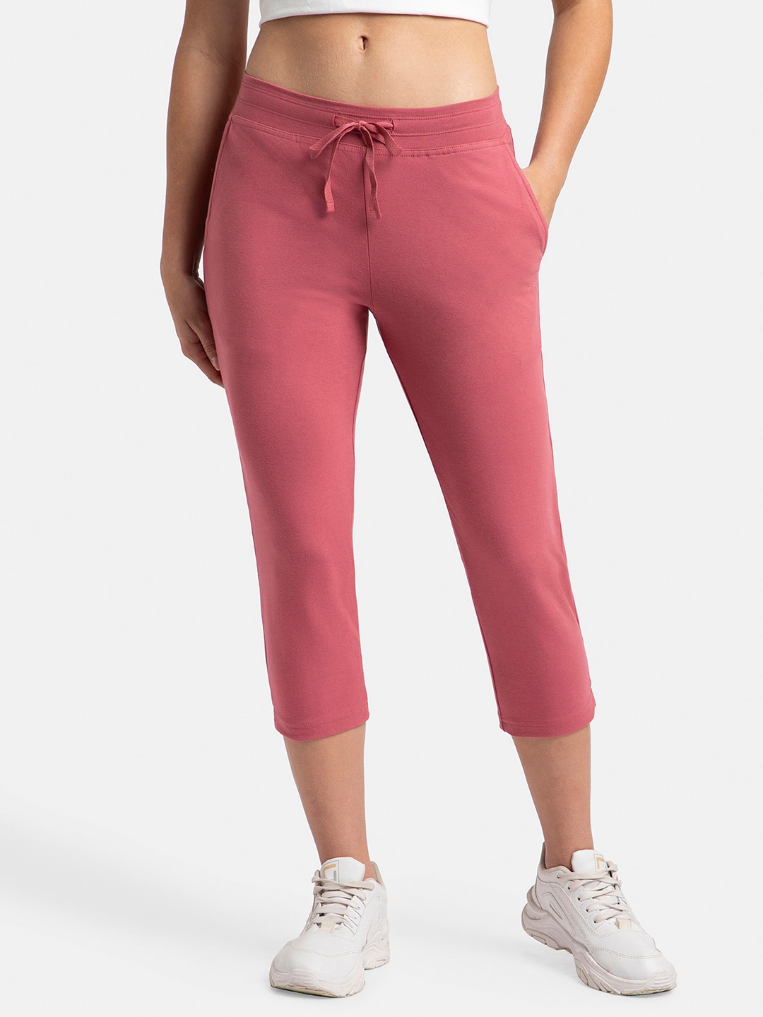 

Jockey Printed Super Combed Cotton Stretch Slim Fit Capri -1300, Rose