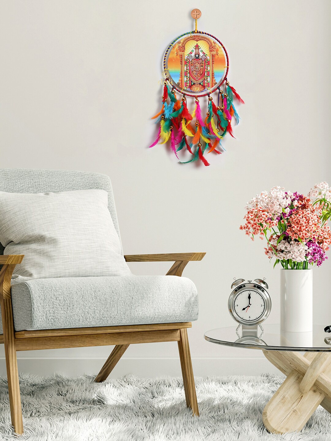 

DULI Red & Blue Printed Tirupathi Balaji Hanging Dream Catcher, Multi