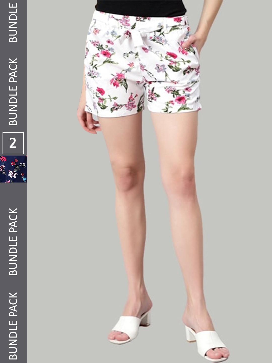 

Kushi Flyer Women Pack Of 2 Floral Printed Shorts, White