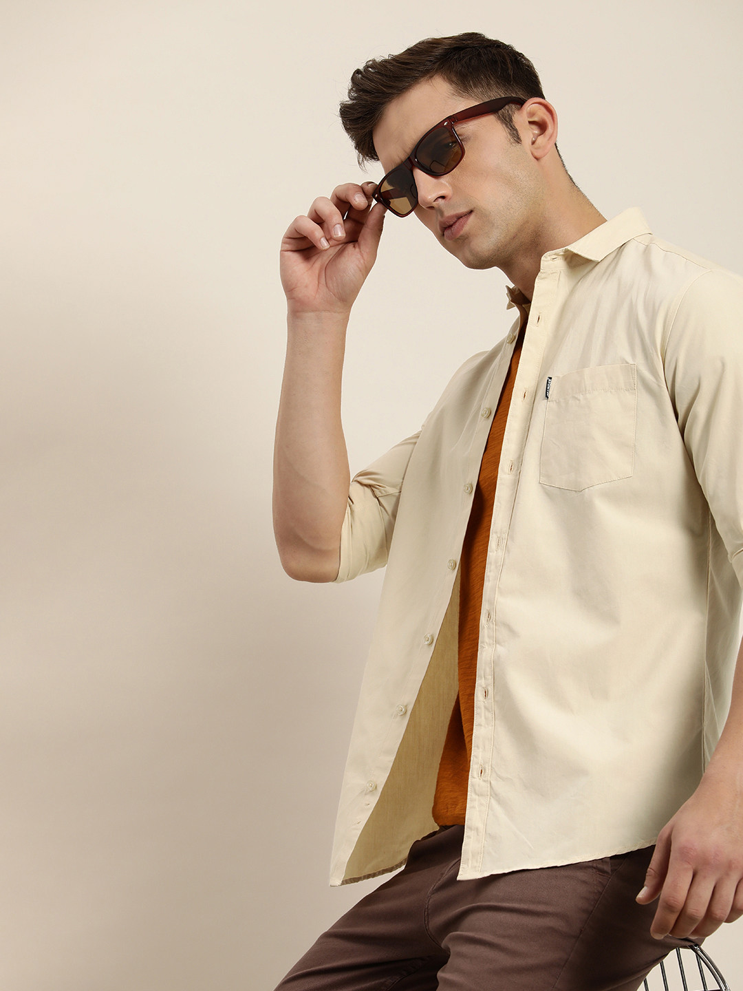 

DILLINGER Men Regular Fit Opaque Casual Shirt, Off white