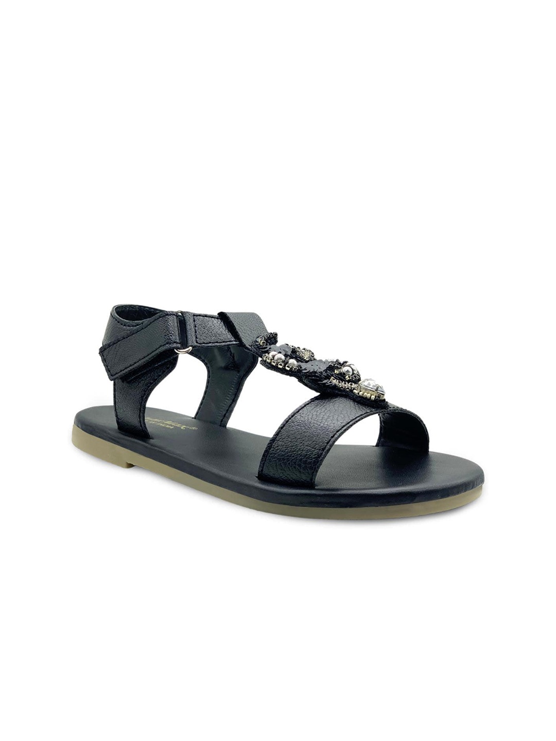 

KazarMax Girls Embellished Open Toe Flats, Black