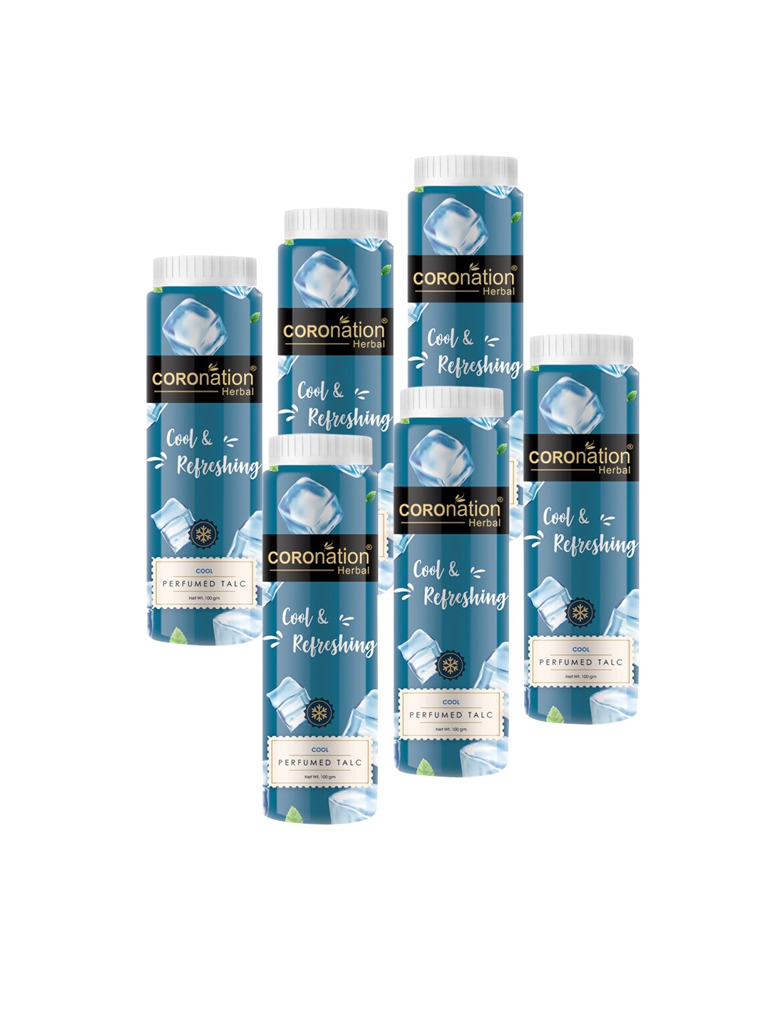 

COROnation Herbal Set of 6 Cool & Refreshing Perfumed Talc - 100 g Each, Blue