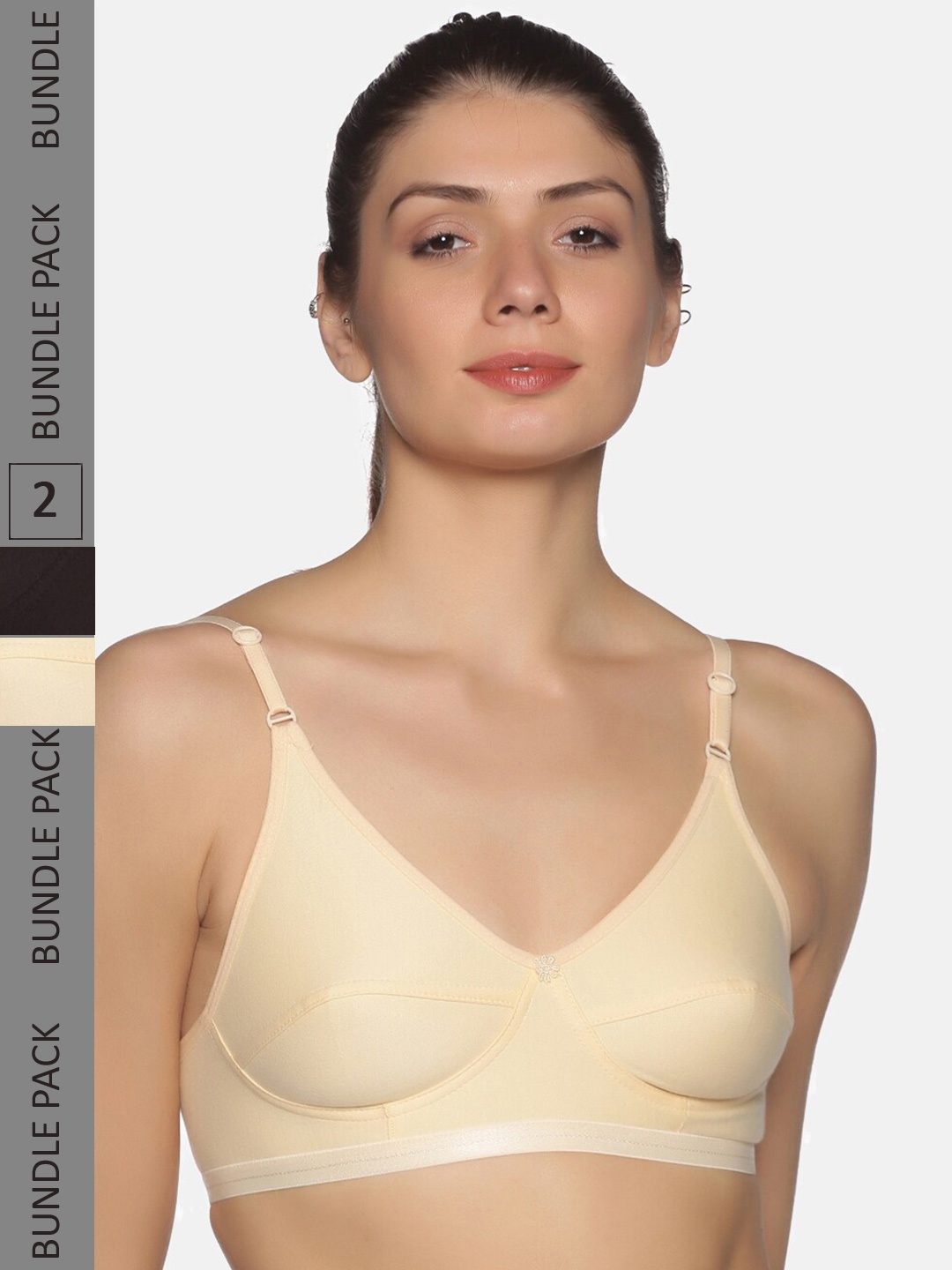 

NOT YET by us Pack of 2 Non-Padded Cotton Everyday Bra, Black