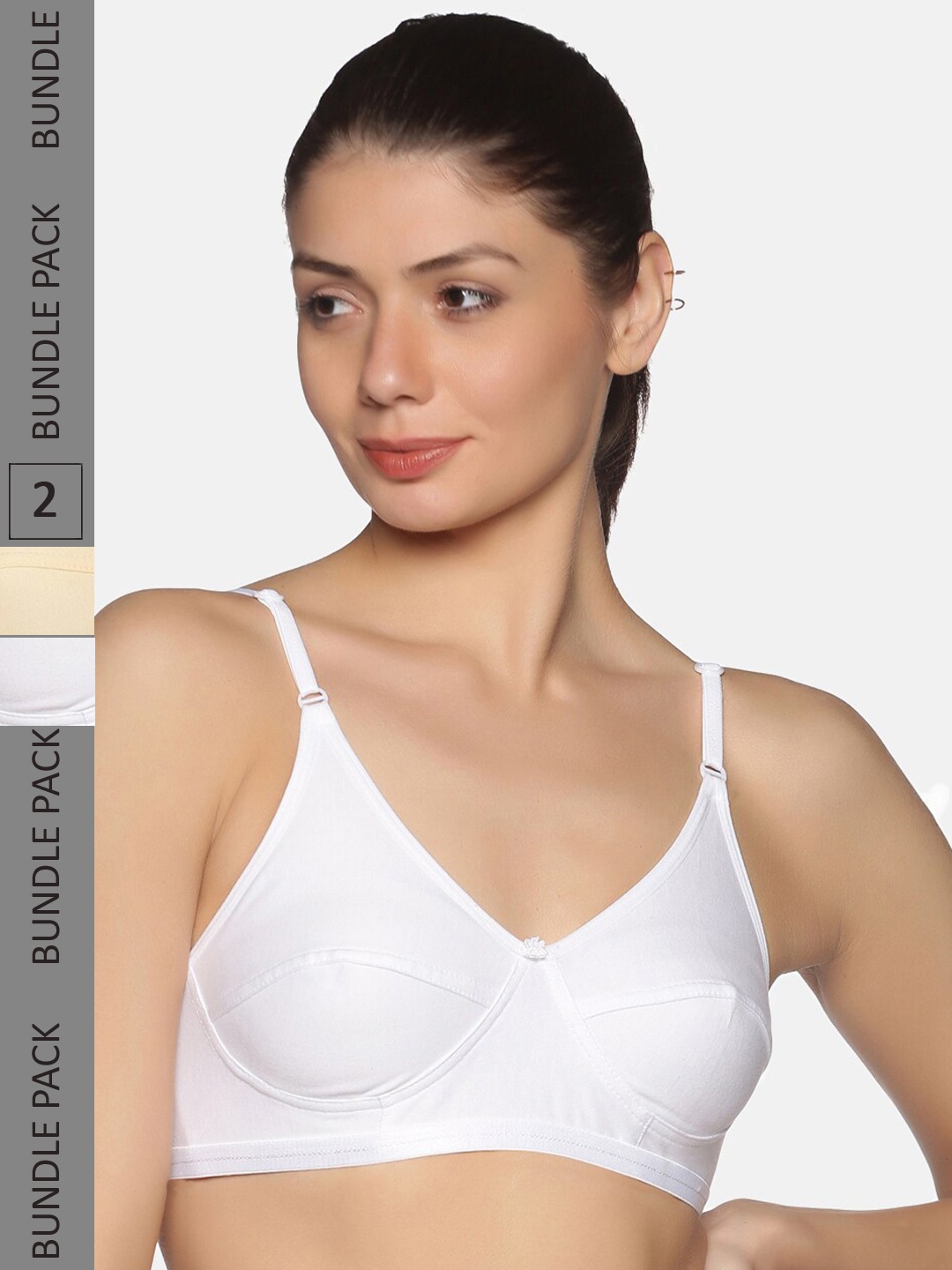 

NOT YET by us Pack Of 2 Non-Padded All Day Comfort Cotton Everyday Bra, White