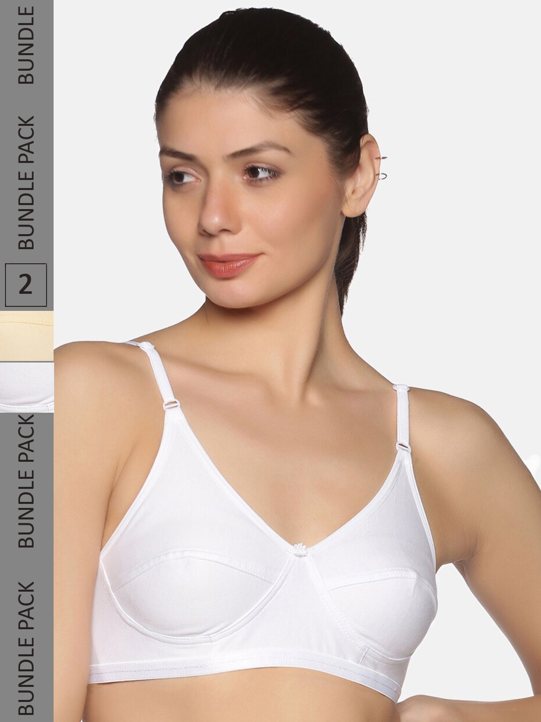 

NOT YET by us Pack Of 2 Non-Padded All Day Comfort Cotton Everyday Bra, White