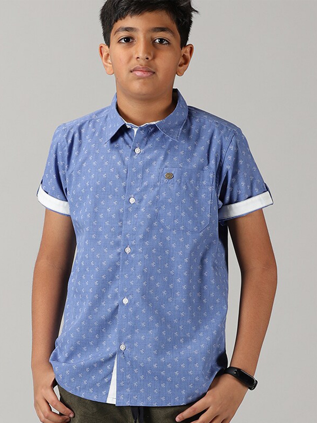 

KiddoPanti Boys Floral Printed Casual Shirt, Blue