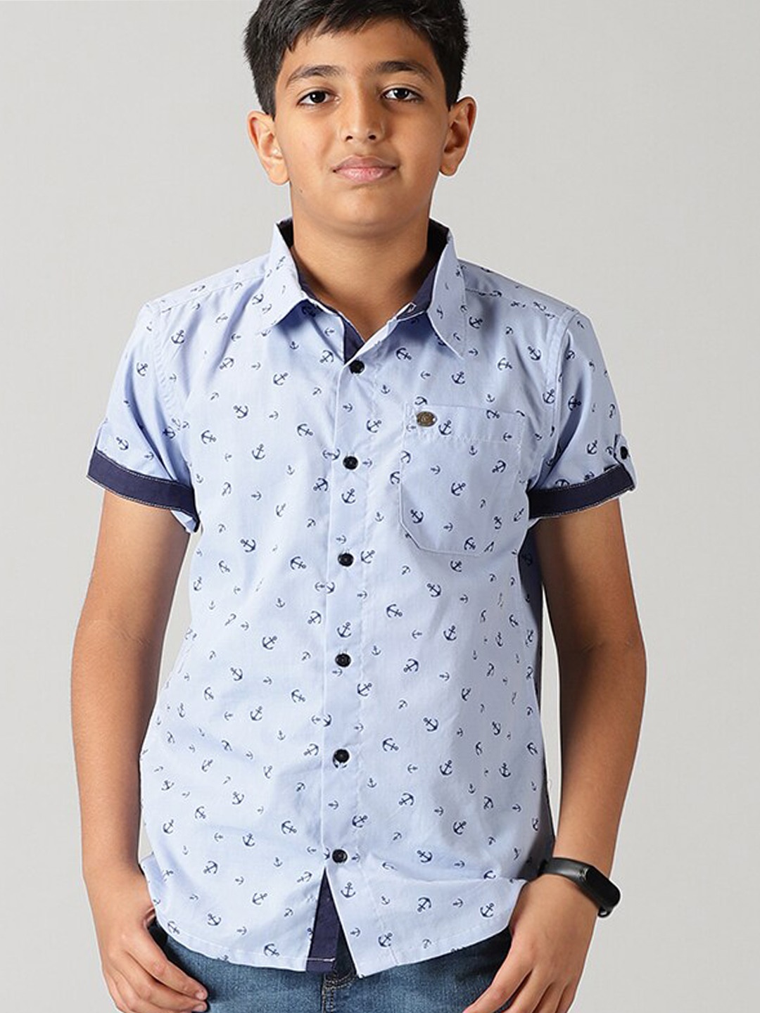 

KiddoPanti Boys Printed Casual Shirt, Blue