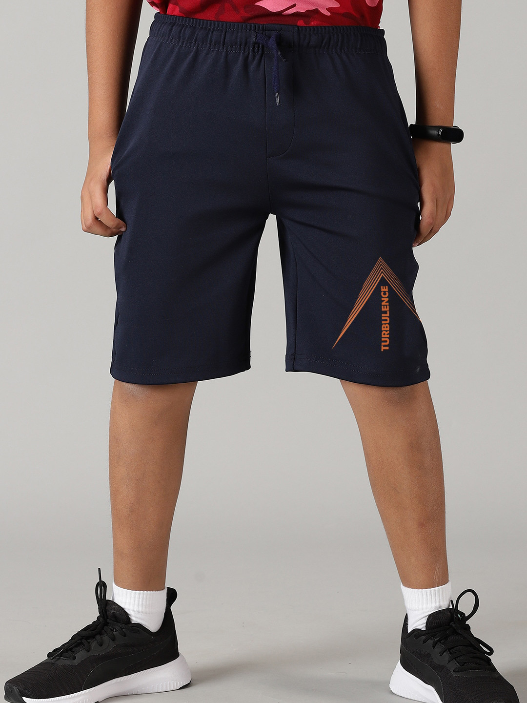 

KiddoPanti Boys Typography Printed Sports Shorts, Navy blue