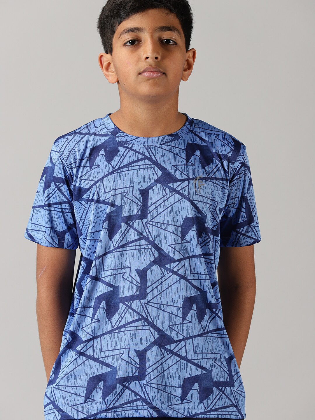 

KiddoPanti Boys Round Neck Abstract Printed T-shirt, Blue