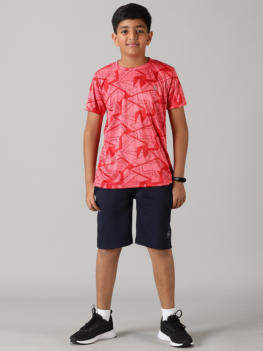 

KiddoPanti Boys Printed Sports T-shirt with Shorts, Red