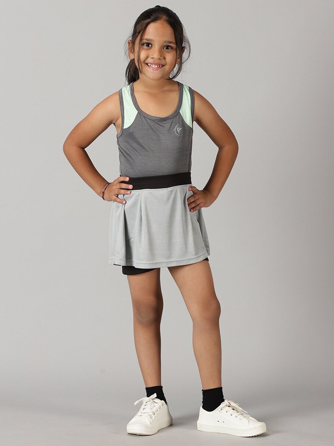 

KiddoPanti Girls Tank Top with Skort, Grey