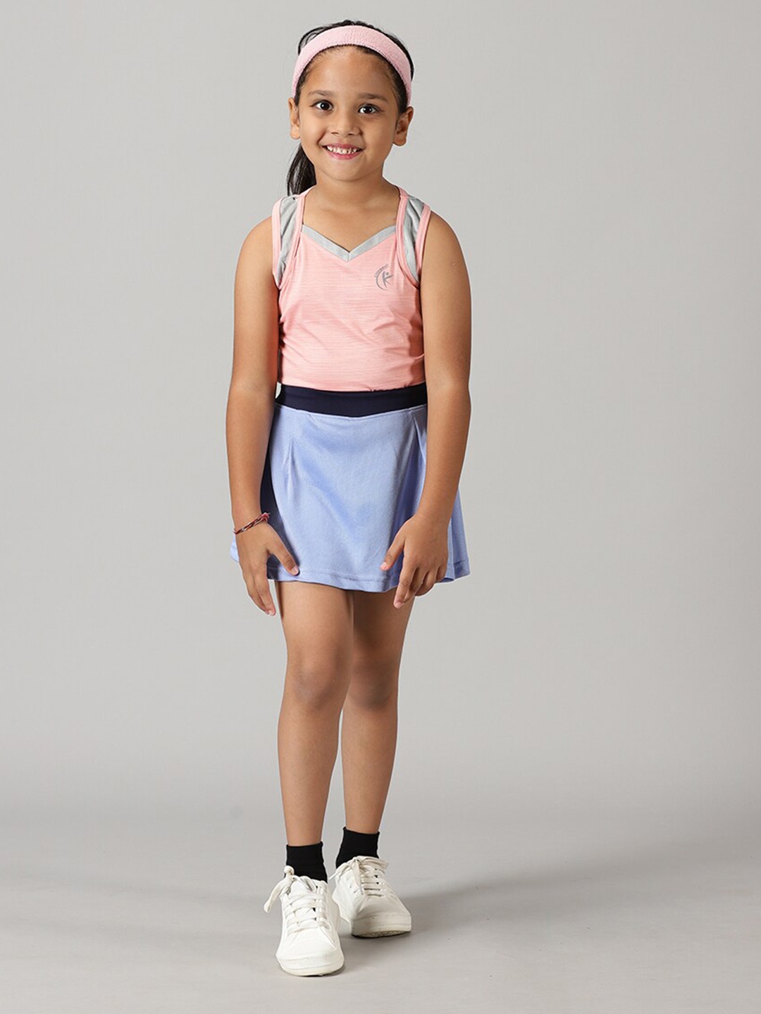 

KiddoPanti Girls V-Neck Tank Top With Skirt, Peach