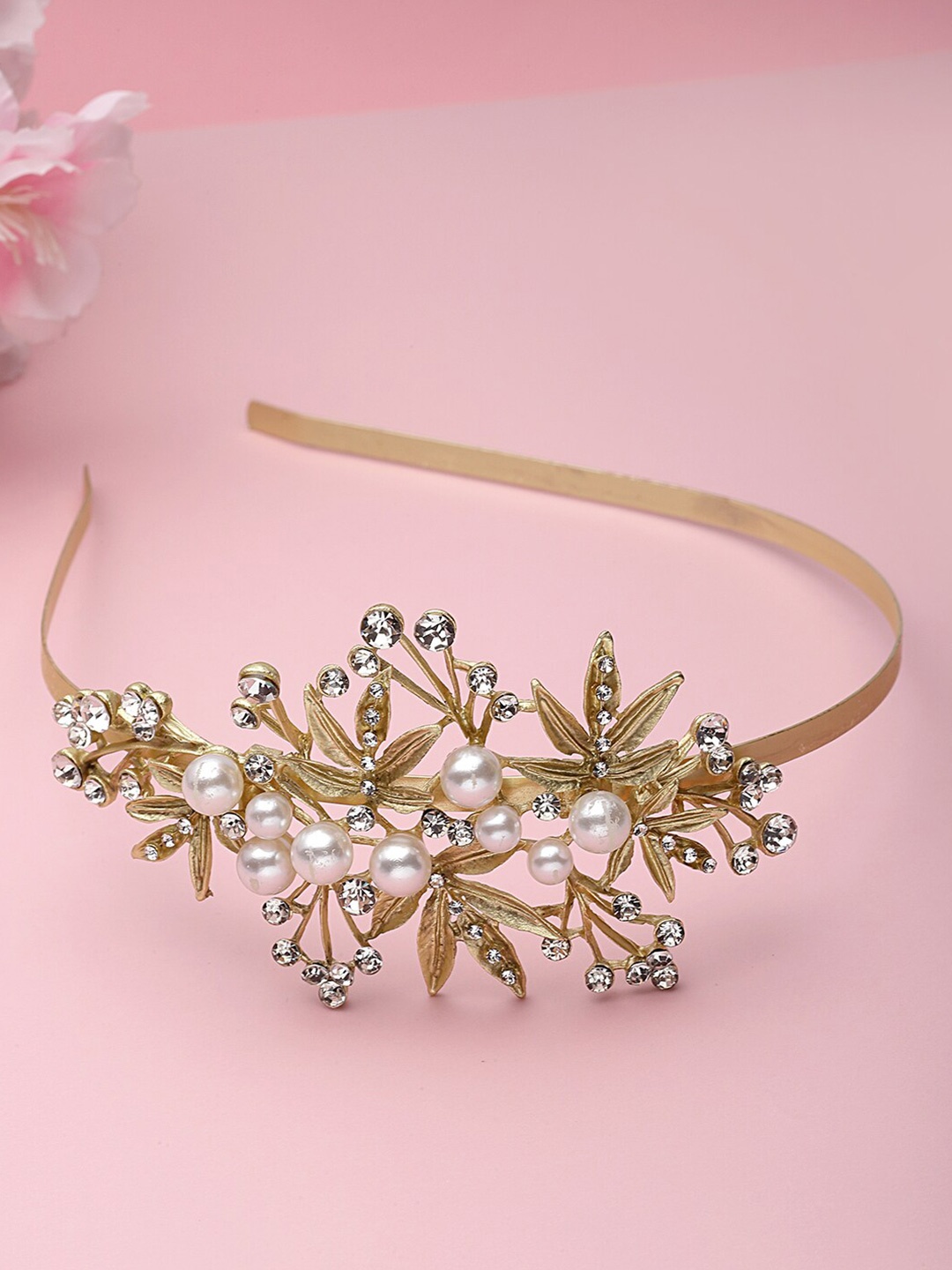 

PANASH Women Embellished Beaded Hairband, Gold
