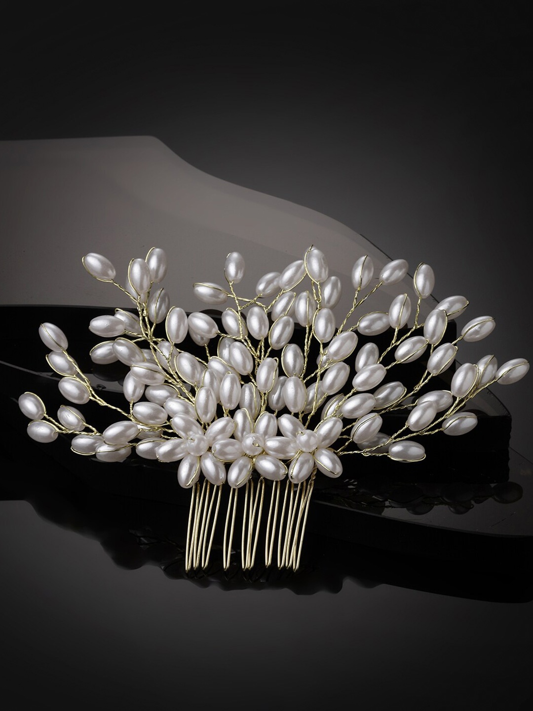

PANASH Women Embellished Beaded Hair clip, Gold