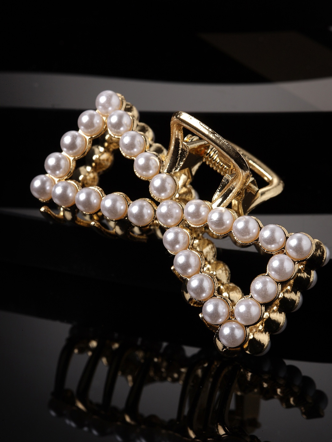 

PANASH Women Gold-Plated Pearl Embellished Hair Claw Clip
