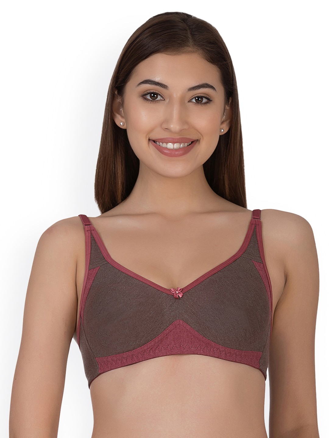 

Clovia Cotton Non-Padded Non-Wired Coloublocked T-Shirt Bra, Brown