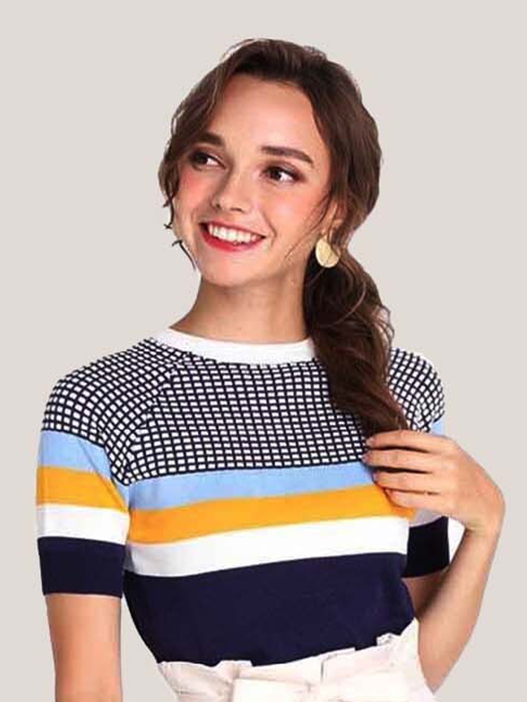 

HSR Raglan Sleeves Striped Top, Blue