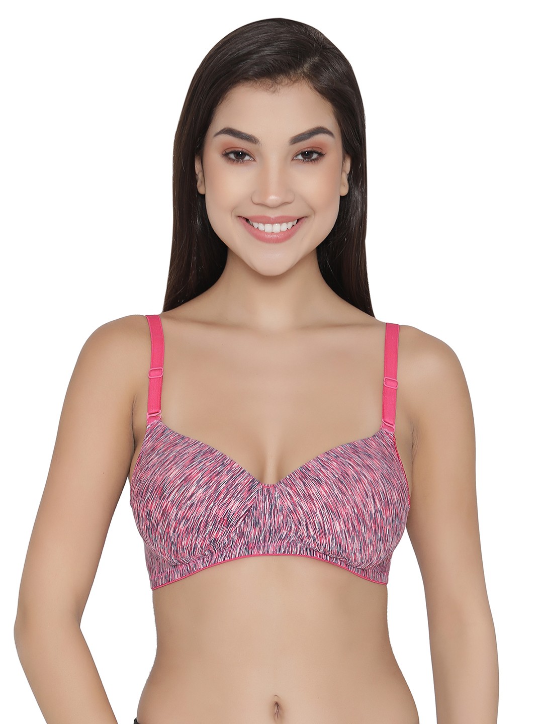 

Clovia Printed Non-Wired Padded Multiway T-Shirt Bra, Pink
