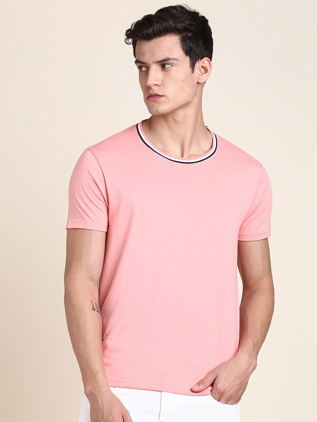

Dennis Lingo Round Neck Slim Fit T-shirt, Pink