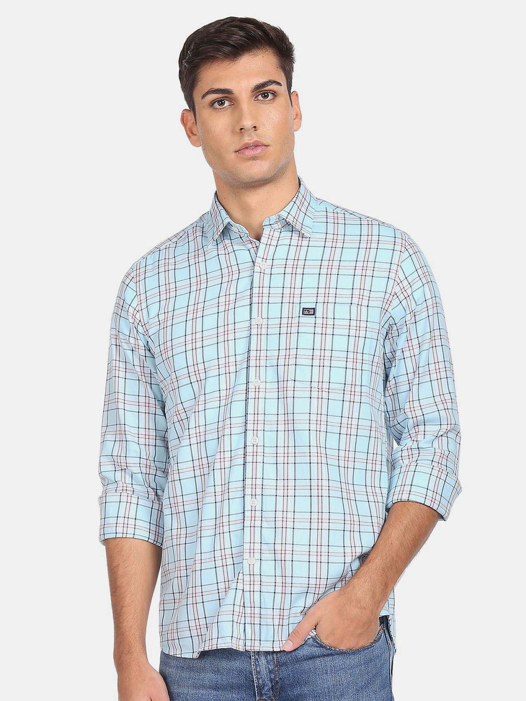 

Arrow Sport Tartan Checks Slim Fit Cotton Casual Shirt, Blue