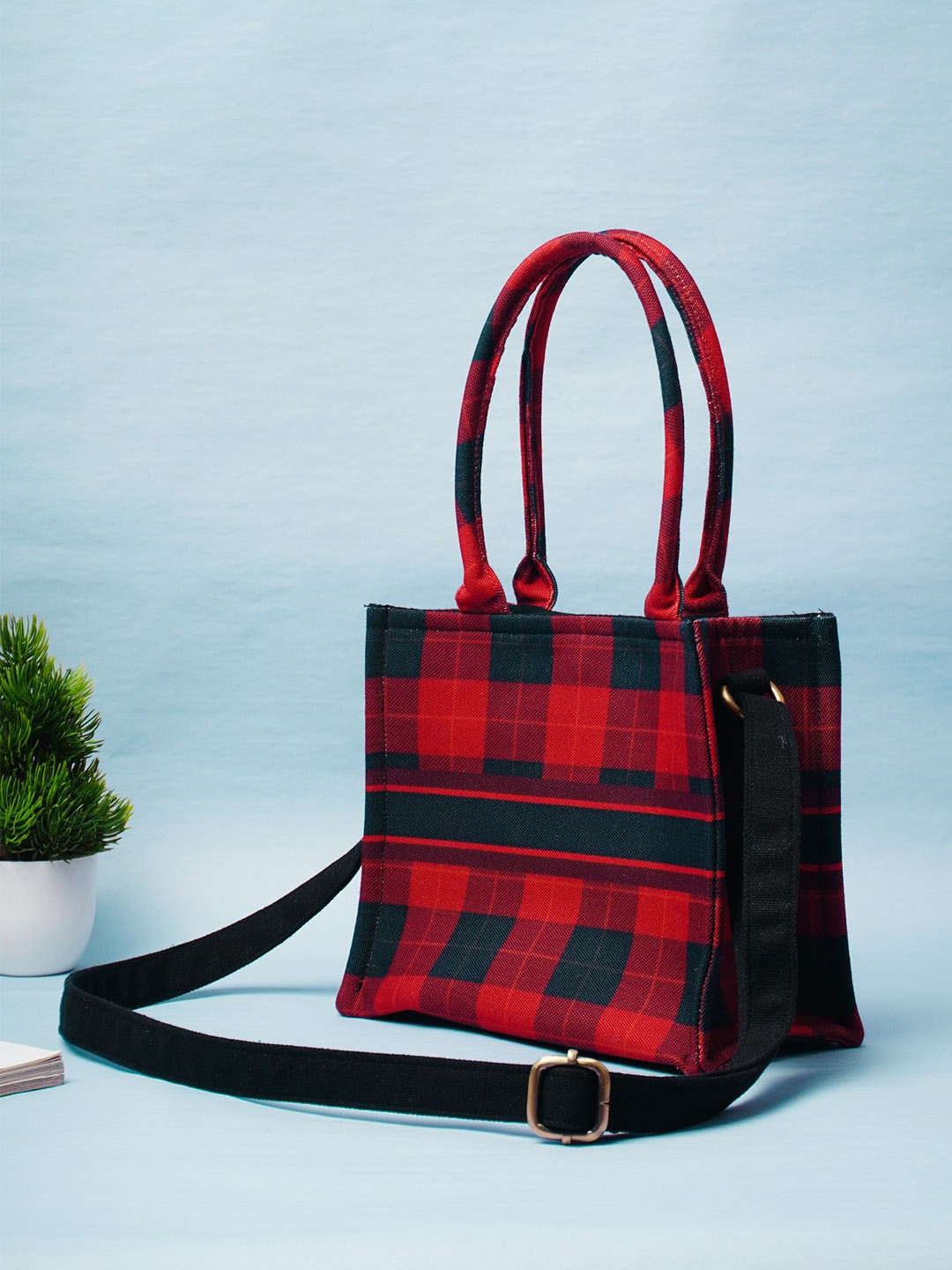 

Crazy Corner Checked Oversized Shopper Handheld Bag, Red