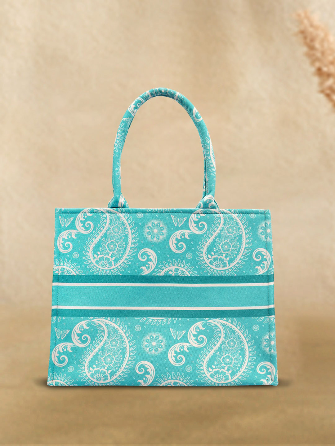 

Crazy Corner Ethnic Motifs Printed Oversized Structured Handheld Bag, Green