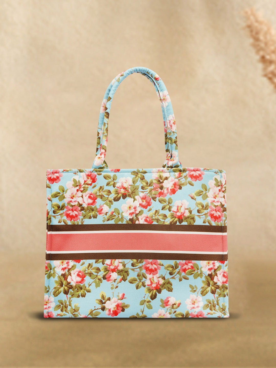 

Crazy Corner Floral Printed Structured Handheld Bag, Blue