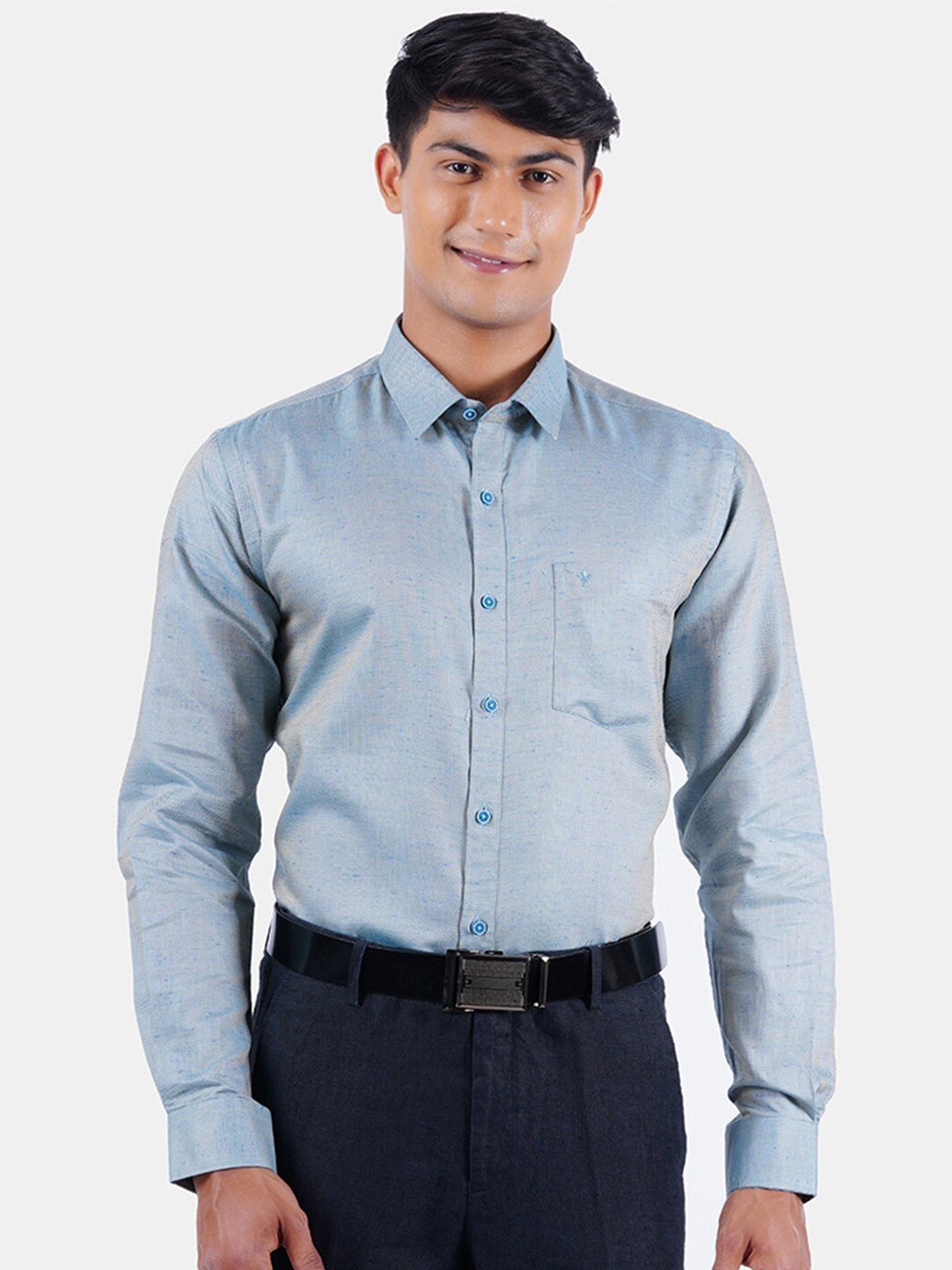 

Ramraj Tailored Fit Pure Cotton Formal Shirt, Teal