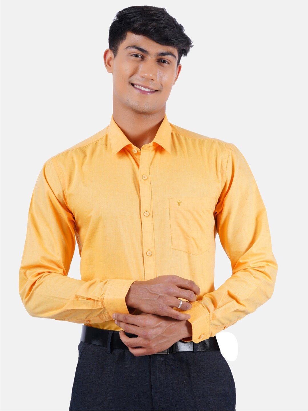 

Ramraj Spread Collar Cotton Formal Shirt, Orange