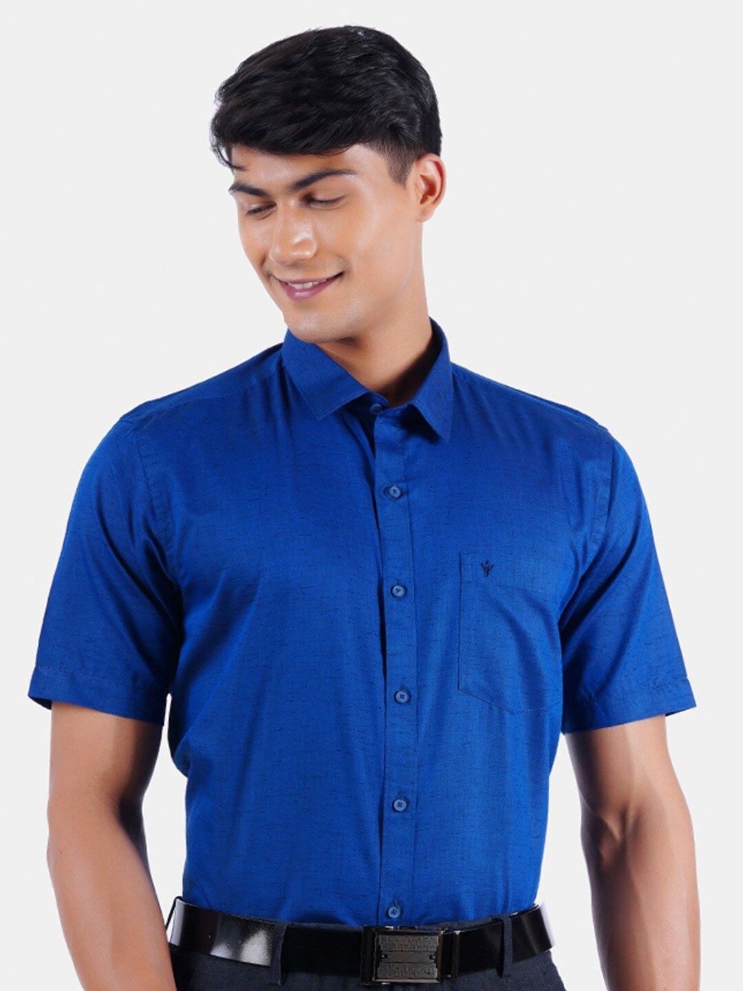 

Ramraj Spread Collar Tailored Fit Cotton Formal Shirt, Blue