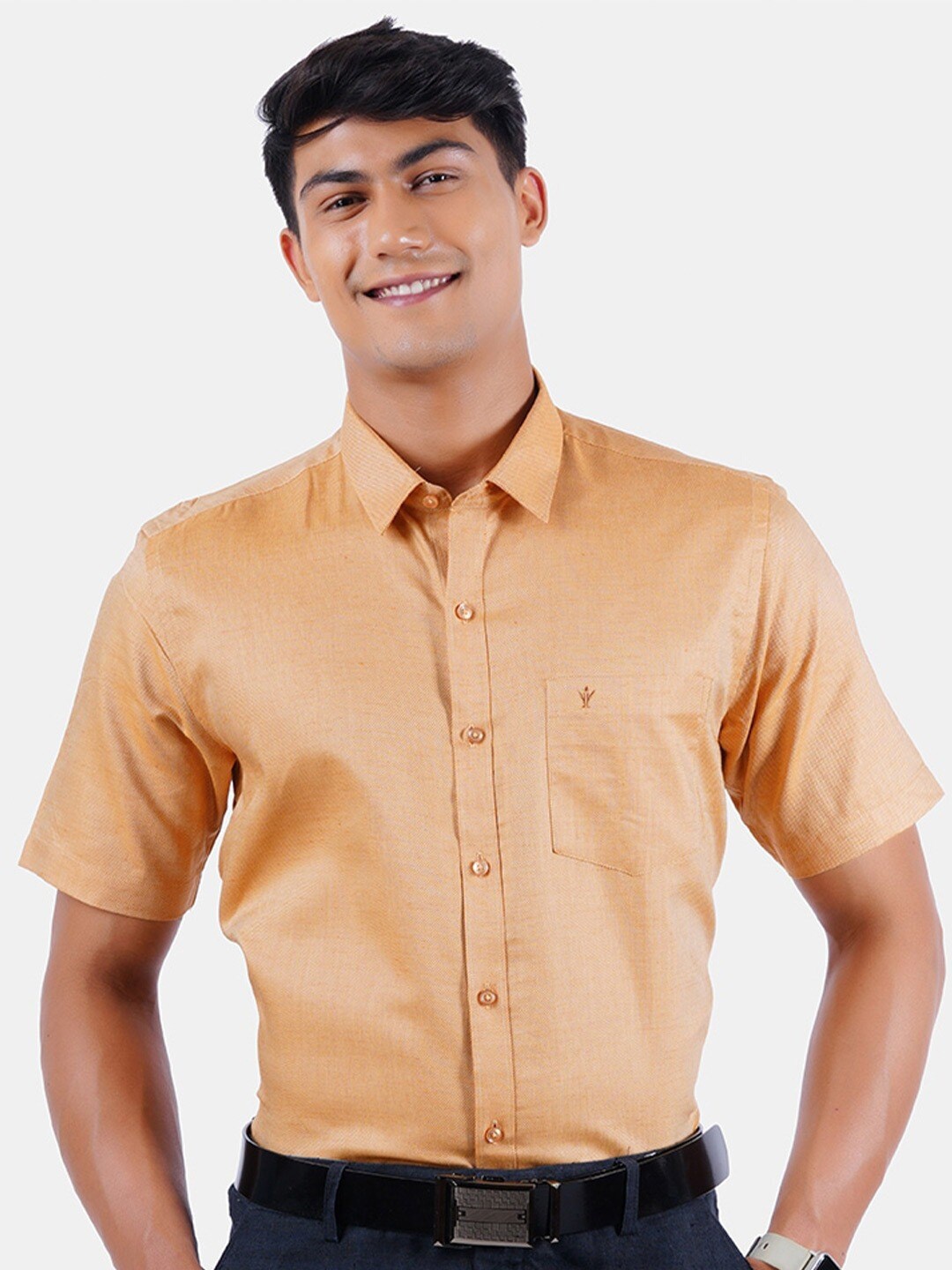 

Ramraj Tailored Fit Pure Cotton Formal Shirt, Orange