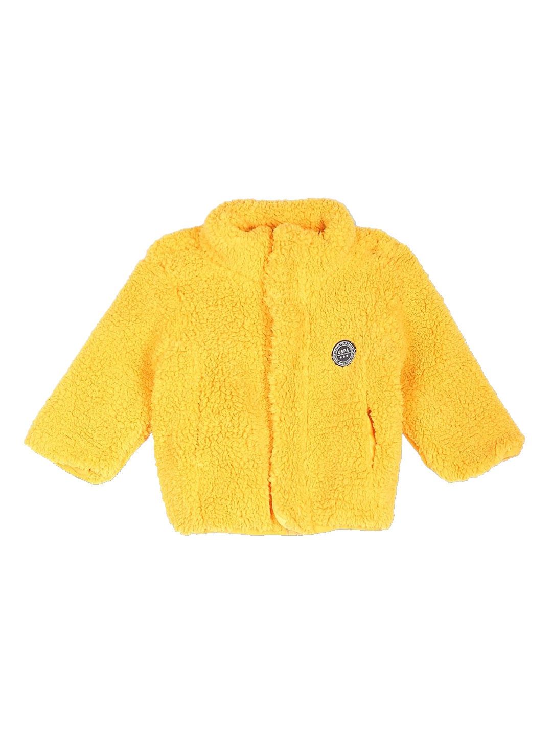 

U.S. Polo Assn. Kids Boys Mock Collar Faux Fur Trim Tailored Jacket, Yellow