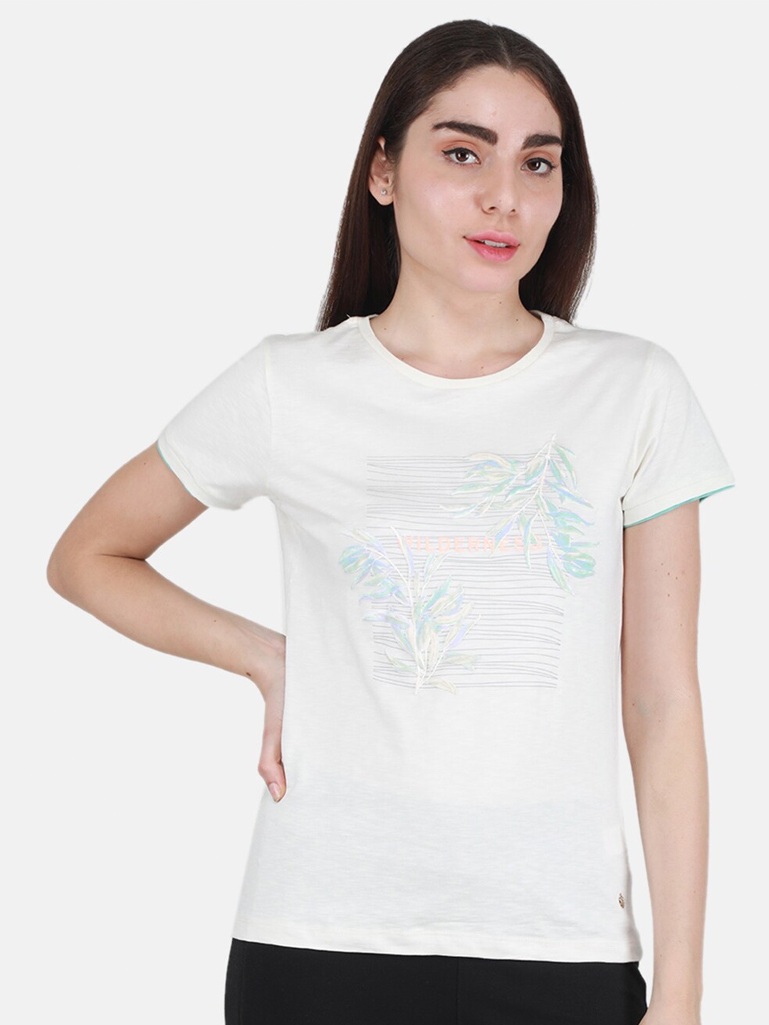 

Monte Carlo Floral Printed Cotton T-Shirt, Off white