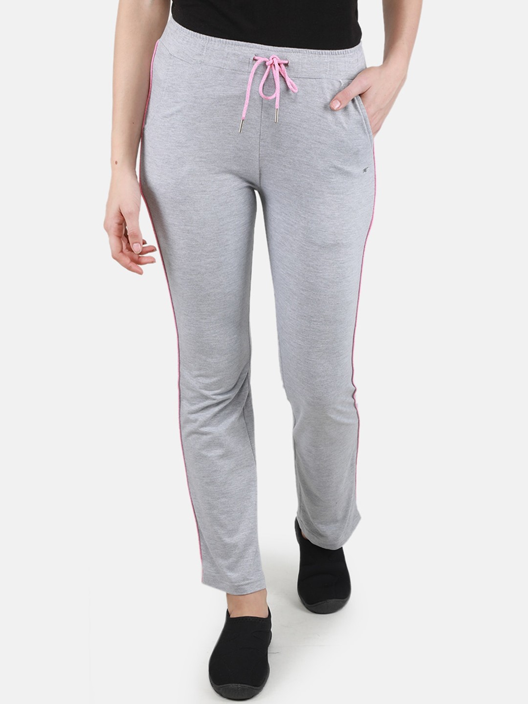 

Monte Carlo Women Regular Fit Side Piping Track Pants, Grey